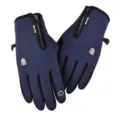 Guantes de invierno calefactables por USB azul marino con dedo táctil y cremallera - L / Guantes cálidos impermeables / Azul