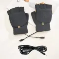 Guantes de punto negros con calefacción USB, tapa abatible y control de calor 3 niveles - Tapa Sin Dedos 3 Niveles Temp Calefacción / Gris