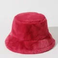 Sombrero de pescador de felpa color sólido rojo magenta para calor invernal y moda - Talla única / Burdeos