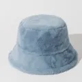 Sombrero de pescador de invierno cálido en piel sintética azul con diseño minimal - Talla única / Gris Azulado