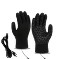 Guantes de punto calefactados por USB profesionales negros con palma antideslizante - Talla única / Guantes calefactables antideslizantes (1 nivel) / Negro