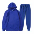 Detail des blauen Hoodie- und Jogginghosen-Sets, Freizeitsportbekleidung mit Kordelzug. - S / Oberteil Und Unterteil / Blau Love-Pfote