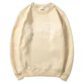 Women Casual Loose Print Crewneck Sweatshirt Long Sleeve Pullover Beige Size Medium - S / Khaki