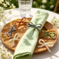 Metal enamel bow napkin ring set, elegant western table decor and cloth ring for hotel dinner parties. - Multicolor