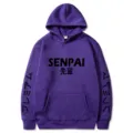 Sweat à capuche en molleton style japonais Senpai pull décontracté unisexe violet haut - S / Hauts / Violet