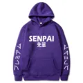 Sweat à capuche violet style japonais SENPAI avec molleton, mode urbaine et streetwear chic. - S / Hauts / Violet