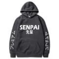 Sweat à capuche SENPAI style japonais, sweat molletonné manches longues homme et femme. - S / Haut (526-528-529) / Gris foncé