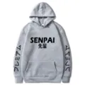 Sweat à capuche gris style japonais SENPAI, sweat-shirt molletonné décontracté et poche. - S / Haut (527-530-531) / Gris
