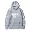 Sweat à capuche gris style japonais SENPAI polaire décontracté manches longues pull mode - S / Hauts / Gris (526-528-529)