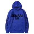 Sweat à capuche en molleton bleu style japonais SENPAI avec détails d'impression. - S / Hauts / Bleu (527-530-531)