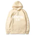 Sweat à capuche en molleton beige avec design SENPAI, style streetwear confortable et tendance. - S / Hauts / Kaki (526-528-529)