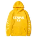 Vue détaillée du sweat à capuche jaune style japonais SENPAI avec impression sur les manches. - S / Hauts / Jaune (526-528-529)