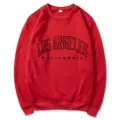 Red long-sleeve crewneck sweatshirt with Los Angeles California graphic print for women. - Red 313 / S