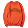 Orange loose sweatshirt with Los Angeles typography, comfortable casual long sleeve top. - Orange 313 / S