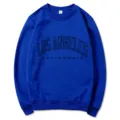 Blue crew neck long sleeve sweatshirt with Los Angeles California print for women. - S / Tops / Blue