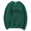 Women's green long sleeve crewneck sweatshirt with Los Angeles California letter print. - S / Tops / Dark Green