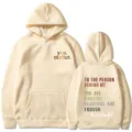 Felpa con cappuccio beige casual con stampa di testo motivazionale davanti e sul retro. - Taglia S / Top / Kaki