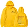 Felpa con cappuccio gialla con stampa sul retro motivazionale per uomo e donna, streetwear. - Taglia S / Top / Giallo