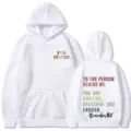 Felpa con cappuccio bianca con stampa posteriore ispiratrice felpa casual a maniche lunghe - Taglia S / Top / Bianco