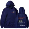 Felpa con cappuccio blu navy unisex con stampa stimolante sul retro stile streetwear. - Taglia S / Top / Blu navy