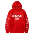 Sweat à capuche rouge style japonais SENPAI polaire unisexe sport extérieur - S / Hauts / Rouge (526-528-529)