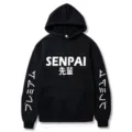 Sweat à capuche en molleton imprimé SENPAI de style japonais pour hommes et femmes streetwear. - S / Hauts / Noir (526-528-529)