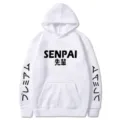 Sweat à capuche blanc en molleton style japonais SENPAI sweat-shirt unisexe streetwear - S / Hauts / Blanc (527-530-531)