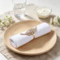 Gold leaf rhinestone napkin ring, elegant metal table decor for western dining table. - Gold Tree Leaf Style