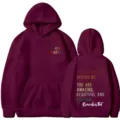Felpa con cappuccio bordeaux con stampa ispiratrice sul retro per uomo e donna. - Taglia S / Top (311) / Borgogna