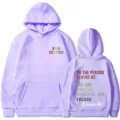 Felpa con cappuccio lavanda casual con stampe di citazioni ispiratrici sul davanti. - Taglia S / Top / Viola Chiaro
