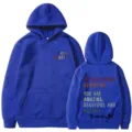 Felpa con cappuccio casual blu per uomo e donna, con stampa di testo stimolante sul davanti e sul retro. - Taglia S / Top / Blu