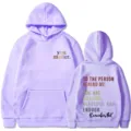 Felpa con cappuccio viola chiaro con stampa di lettere ispiratrici davanti e dietro, felpa unisex. - Taglia S / Top / Viola Chiaro