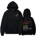 Felpa con cappuccio nera con stampa motivazionale sul davanti e sul retro, streetwear. - Taglia S / Top / Nero