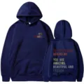 Felpa con cappuccio blu scuro con stampa di lettere per uomini e donne, pullover casual top. - Taglia S / Top / Blu navy
