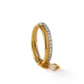 Stainless steel double layered ring featuring a marquise zircon charm and paved cubic zirconia. - Size 6 / Silver and Gold