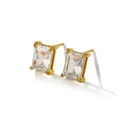 Stainless Steel Four-Prong Cubic Zirconia Stud Earrings Elegant Light Luxury Women Jewelry - Square Rhinestone Stud Earrings (C435) / Gold