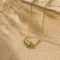 Gold plated irregular blue zircon pendant chain necklace elegant women jewelry daily commute - Irregular Shape Necklace (C419) / Blue Zirconia Gold