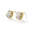 Gold tone four-prong setting cubic zirconia stud earrings for women, classic sparkling design. - Oval Rhinestone Stud Earrings (C435) / Gold