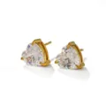 Elegant heart-shaped cubic zirconia stud earrings with gold-plated four-prong setting for women. - Heart Rhinestone Stud Earrings (C435) / Gold