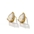 Pear-shaped cubic zirconia stud earrings in gold finish, elegant stainless steel jewelry for women. - Waterdrop Rhinestone Stud Earrings (C435) / Gold