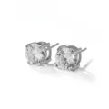 Stainless steel four-prong round cubic zirconia stud earrings for women daily wear. - Round Rhinestone Stud Earrings (C435) / Silver