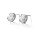 Stainless steel four-prong cubic zirconia stud earrings, elegant women fashion jewelry. - Oval Rhinestone Stud Earrings (C435) / Silver