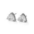 Stainless steel four-prong heart-shaped cubic zirconia stud earrings for women daily wear. - Heart Rhinestone Stud Earrings (C435) / Silver