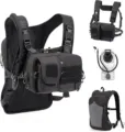 Tactical chest rig backpack set with hydration bladder and modular utility pouches for outdoor sports. - Below 20L / Black