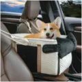 Draagbaar honden autostoeltje voor kleine honden, stijlvolle console verhoger met strik - Lengte 45*Breedte 24*Hoogte 22cm / Zwart