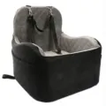 Pet car seat for dogs, black and grey quilted booster seat with safety straps, soft and comfortable. - 46x46x46cm / Black and Gray