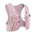 Pink lightweight running hydration vest with mesh breathable pockets and adjustable chest straps. - Pink