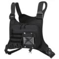 Tactical chest rig bag with multiple pockets, durable outdoor vest for hiking and sports adventures. - Black