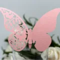 Segnaposto a farfalla 3D rosa tagliato al laser per decorazione bicchieri nozze - 50 Fogli / Rosa