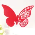 Elegant red laser cut butterfly place card for wedding reception table cup decoration - 50 Sheets / Pearlescent Red
